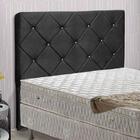 Cabeceira Para Box Solteiro Oásis Suede Preta Com Botões De S