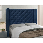Cabeceira Para Cama Box 195 Cm Lisboa Suede Azul Marinho - Ne