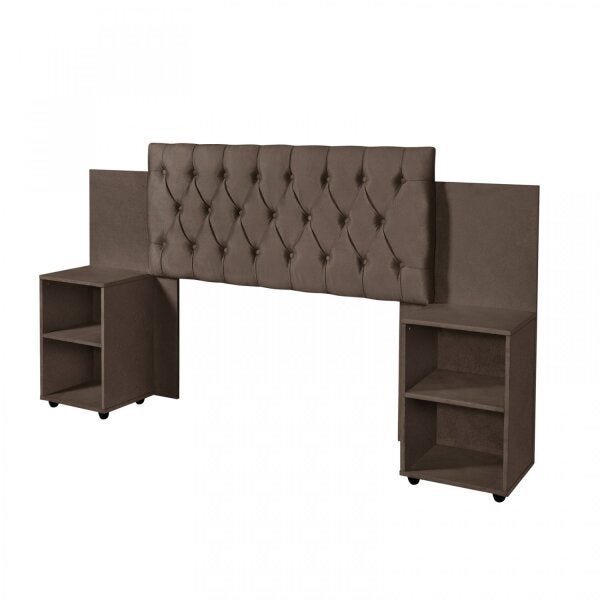 Cabeceira Para Cama Box Aveludada Com Mesa De Apoio Classic