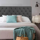 Cabeceira Para Cama Box Casal 138 Cm Botão Capitone Cinza