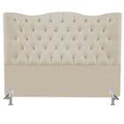 Cabeceira Para Cama Box Casal 138 Cm Com Puff Baú Bege