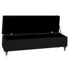 Cabeceira Para Cama Box Casal 138 Cm Com Puff Baú Preto