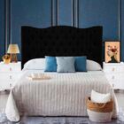 Cabeceira Para Cama Box Casal 138 Cm Com Puff Baú Preto