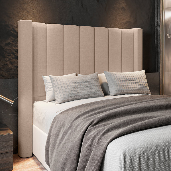 Cabeceira Para Cama Box Casal 140 Cm Rania Linho Bege I02 - D