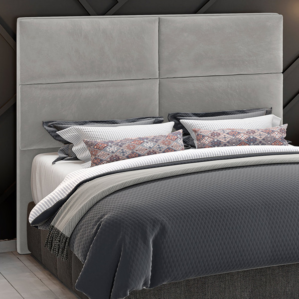 Cabeceira Para Cama Box Casal 140cm Clypea Veludo Cinza Claro
