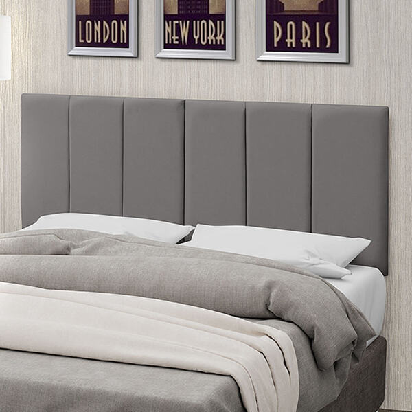 Cabeceira Para Cama Box Casal Estofada Suede Cinza Yasmin