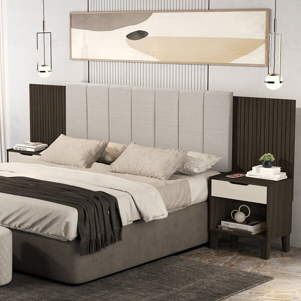 Cabeceira Para Cama Box Casal/queen Elena Chocolate/off White