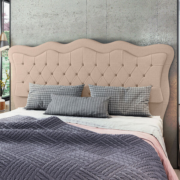 Cabeceira Para Cama Box King 193 Cm Eliza Linho Bege I02 - D'