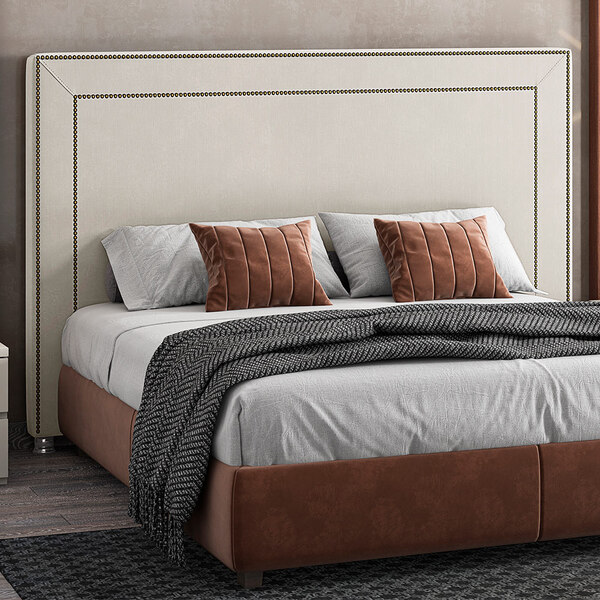 Cabeceira Para Cama Box King 195cm Line Courino Bege - Sallar