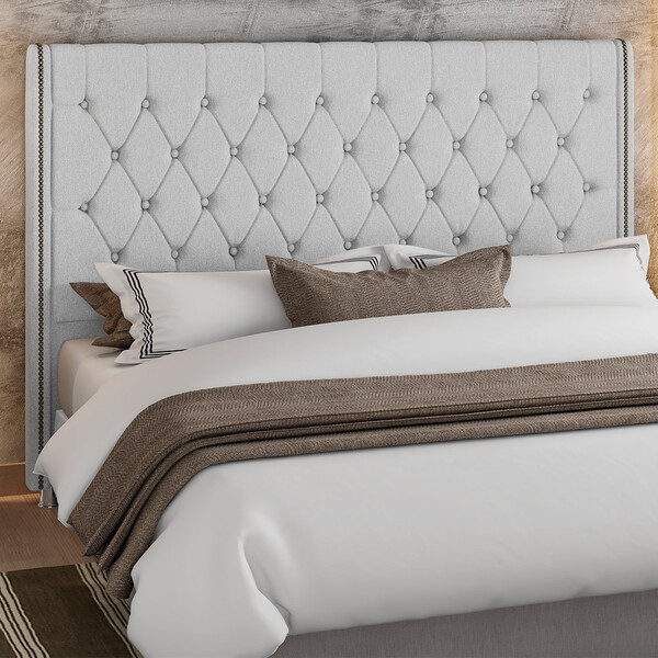 Cabeceira Para Cama Box King 205cm Soft Linho Cinza - Sallar