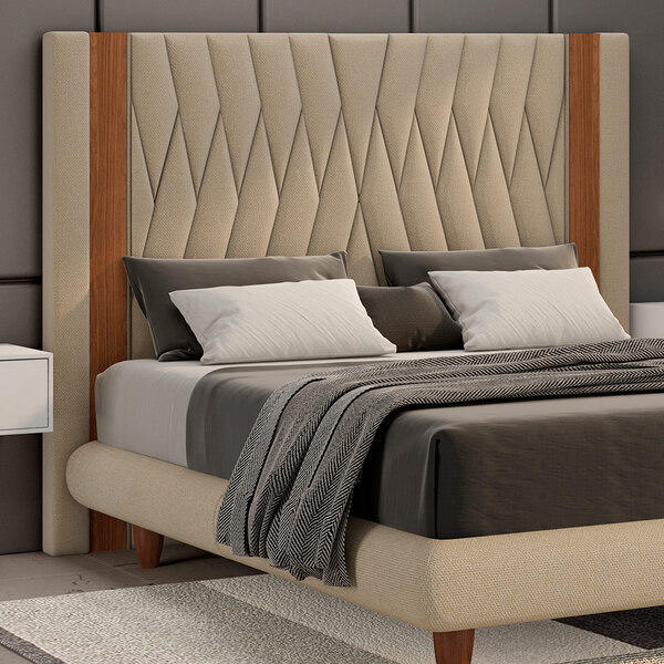 Cabeceira Para Cama Box King 217cm Pierre Linho Bege - Sallar