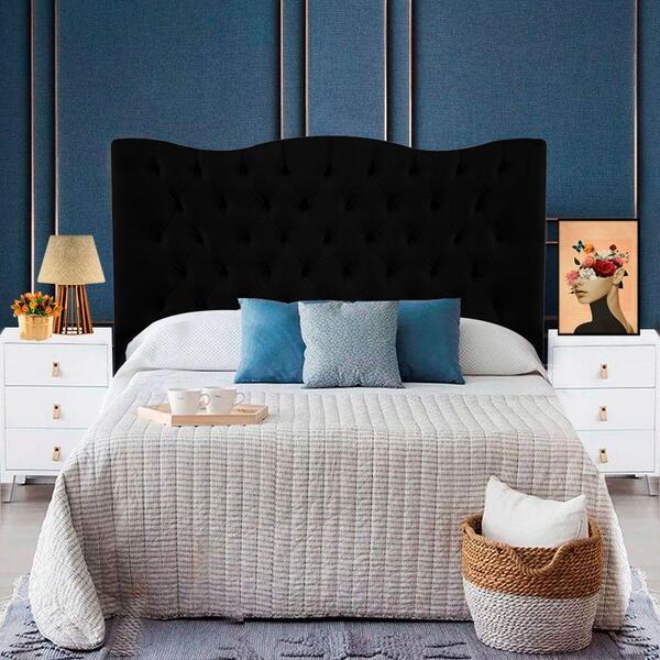 Cabeceira Para Cama Box King Size 1,95 Cm Capitone Preto
