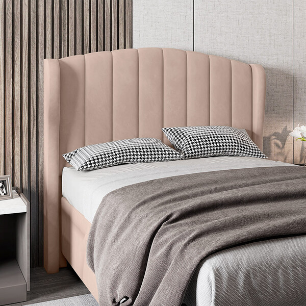 Cabeceira Para Cama Box Queen 160 Cm Angel Veludo Bege I02 -