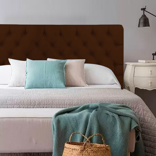 Cabeceira Para Cama Box Quenn 158 Cm Botão Capitone Marrom