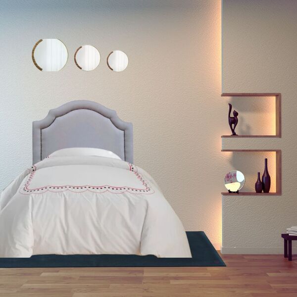 Cabeceira Para Cama Box Solteiro Provençal Com Tachas Cinza