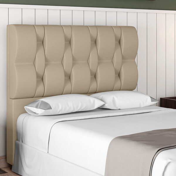 Cabeceira Para Cama Box Spezzia Tecido Sintético Bege 90 Cm -