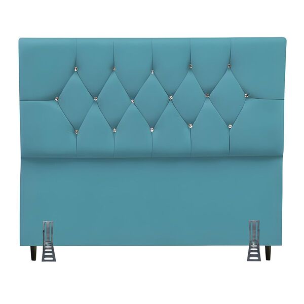 Cabeceira Para Cama Casal 140 Cm Melisse Com Frame Suede Azul