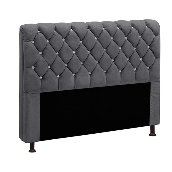 Cabeceira Para Cama Casal Box 140 Cm Fernanda Veludo Chumbo