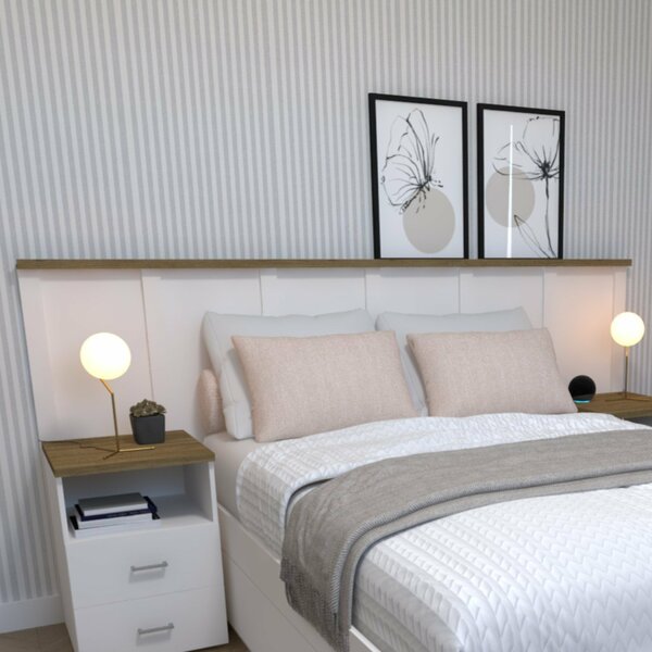 Cabeceira Para Cama Casal Mista Branco/carvalho Mel