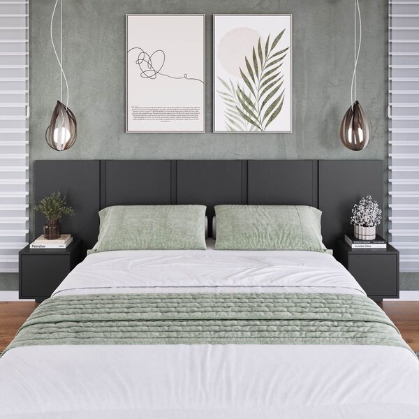 Cabeceira Para Cama De Casal Com Mesas De Cabeceira Zurique G