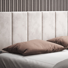 Cabeceira Para Cama De Casal Laura 1,40 Almofadada Sued Bege