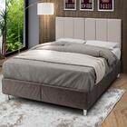 Cabeceira Para Cama De Casal Laura 1,40 Almofadada Sued Bege