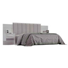 Cabeceira Para Cama De Casal Ripada Irís Estofada Com 2 Mesas