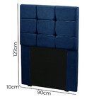 Cabeceira Para Cama De Solteiro 90cm Julia Veludo Azul