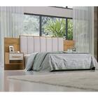 Cabeceira Para Cama Queen Irís Ripada Estofada Com 2 Mesas De