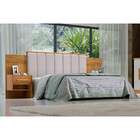 Cabeceira Para Cama Queen Irís Ripada Estofada Com 2 Mesas De