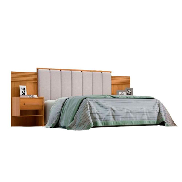 Cabeceira Para Cama Queen Irís Ripada Estofada Com 2 Mesas De