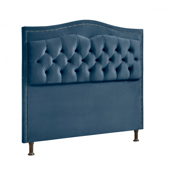 Cabeceira Para Cama Solteiro Box 90cm Holanda Veludo Azul