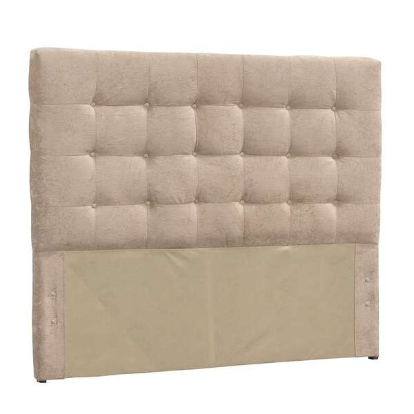 Cabeceira Para Casal Kuka Suede Amassado Bege
