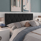 Cabeceira Paris 140cm Estofada Suede Preto Para Cama Box Casal