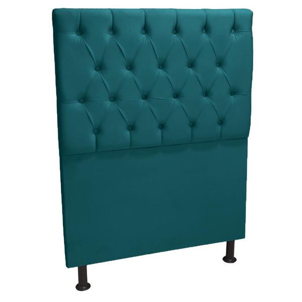 Cabeceira Paris Cama Box Capitone Suede Azul 0,90 - D'rost