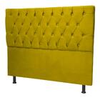 Cabeceira Paris Cama Box Casal Capitone Suede Amarelo 1,40 -