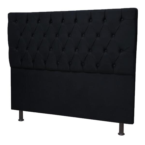 Cabeceira Paris Cama Box Casal Capitone Suede Preto 1,40 - Ka