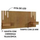 Cabeceira Paris Casal/queen Ripada Mavaular Led Com 2 Mesas D