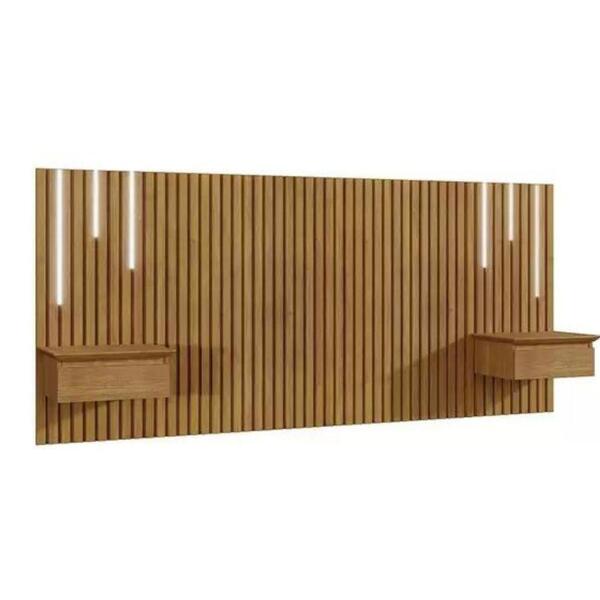 Cabeceira Paris Casal/queen Ripada Mavaular Led Com 2 Mesas D