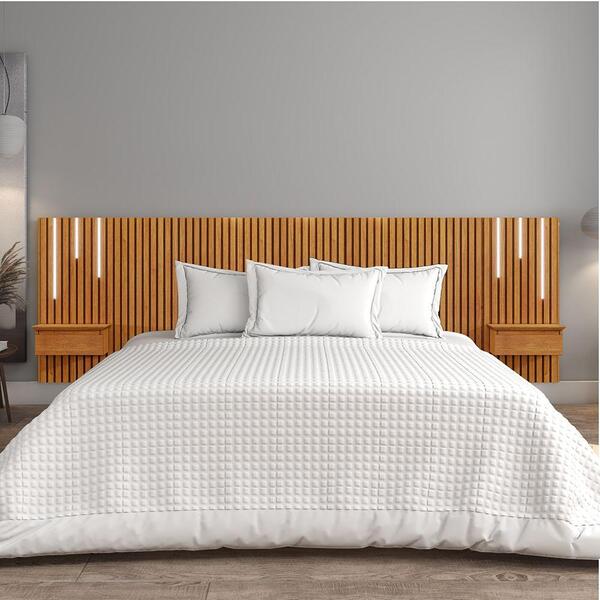 Cabeceira Paris King Ripada Mavaular Led Com 2 Mesas De Cabec