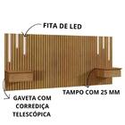 Cabeceira Paris King Ripada Mavaular Led Com 2 Mesas De Cabec