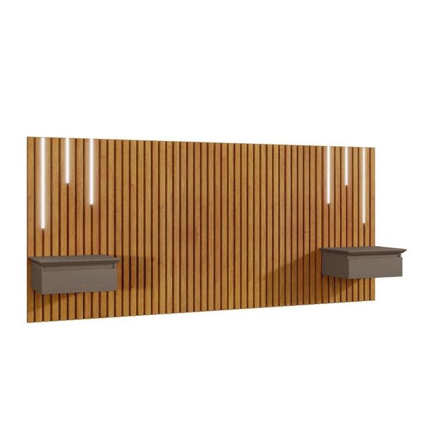 Cabeceira Paris King Ripada Mavaular Naturalle Led Com 2 Mesa