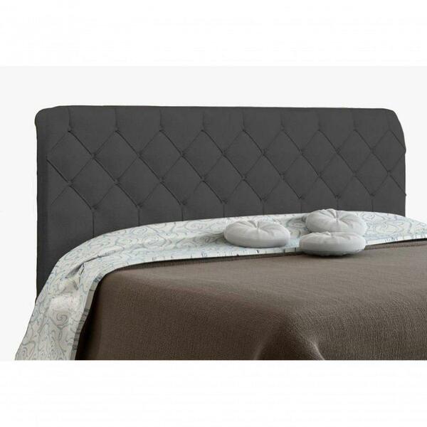 Cabeceira Paris Para Cama Box King Cinza Suede Amassado