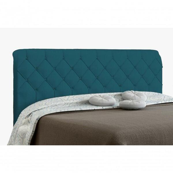 Cabeceira Paris Para Cama Box Quenn Azul Velur Textura