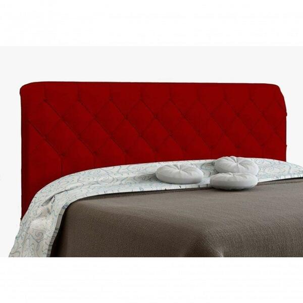 Cabeceira Paris Para Cama Box Quenn Vermelho Suede Amassado
