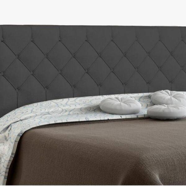 Cabeceira Paris Para Cama Box Solteiro Cinza Suede Amassado