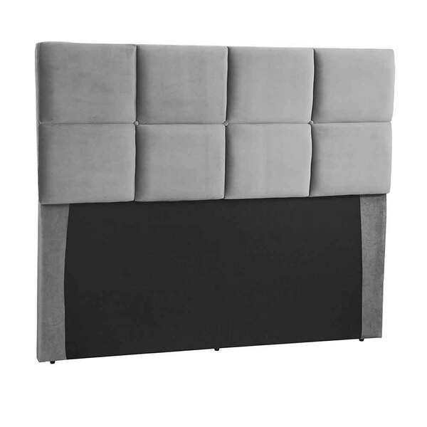 Cabeceira Poliana 195 Cm King Suede Veludo Cinza