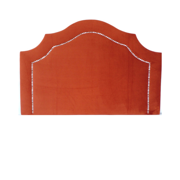 Cabeceira Provençal Veludo Terracota Com Tachas Prata