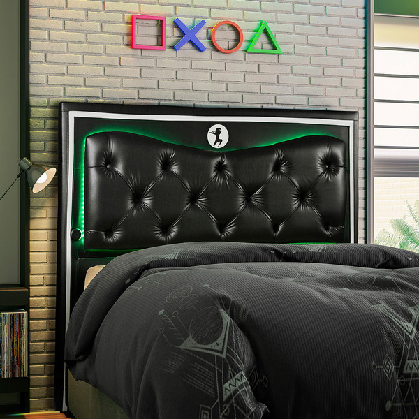 Cabeceira Quarto Gamer Ninja X 1 40 Led Material Sintético Pr