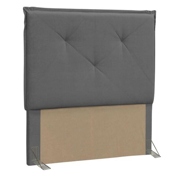 Cabeceira Quarto Solteiro 90cm Vic Suede Animale Cinza